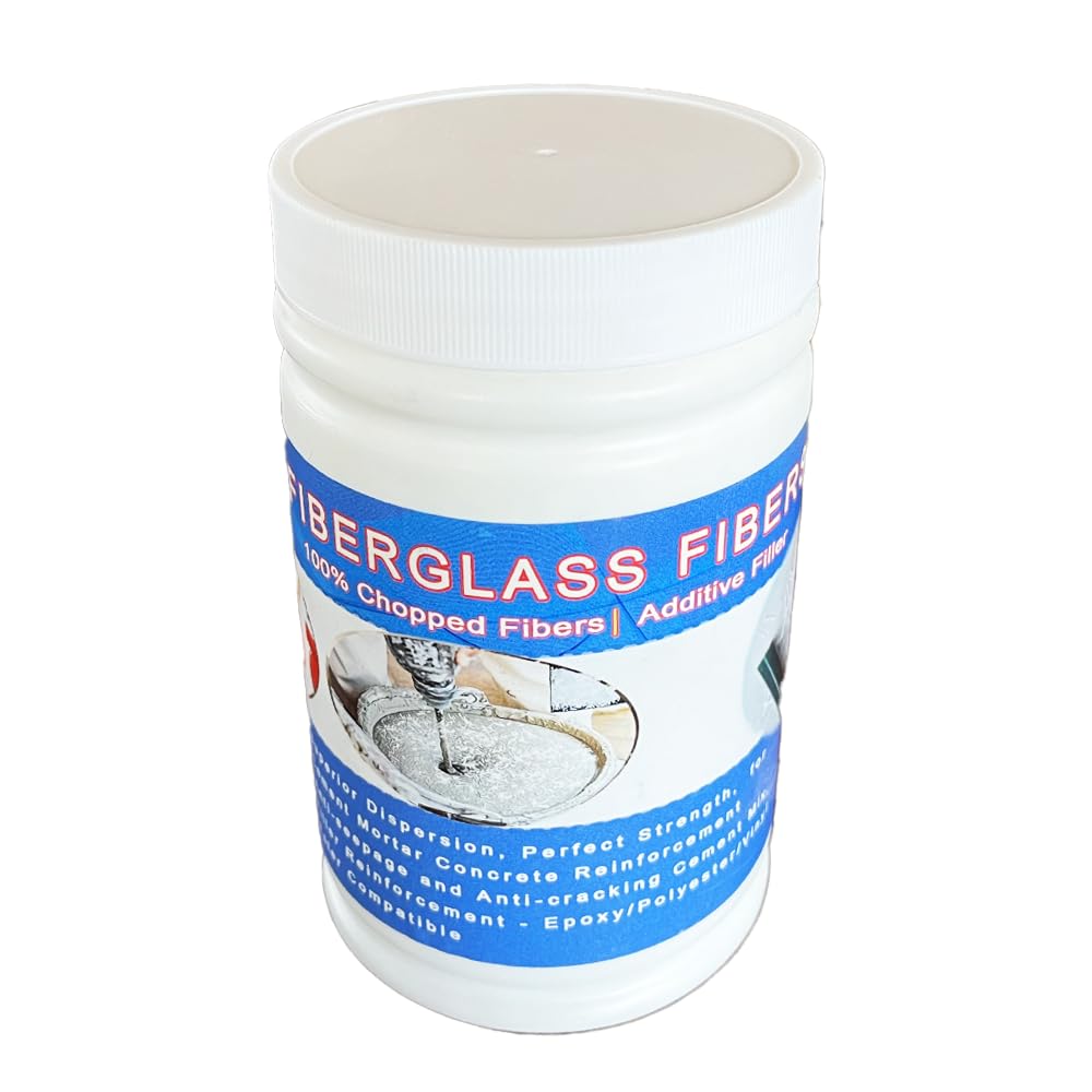 2Lbs 1/4" Chopped Fiberglass Strands Fiberglass Filler Reinforcement for Cement Mortar Concrete Anti-Seepage and Anti-Cracking Cement