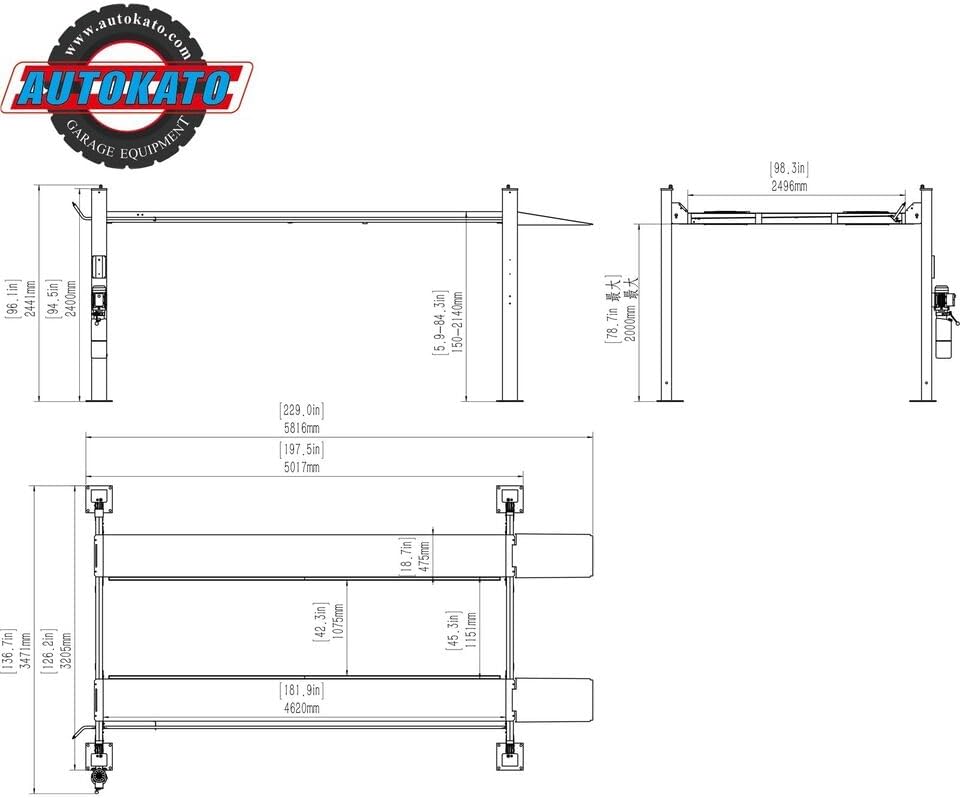 3.0HP 11000Lbs 4 Post Lift 4 Post Parking Service Storage Lift Lifting Height 84 Inch Extra Tall Extra Long Extra Wide 110v Four Post Parking Lift 4-Post Auto Lift Garage Lift Storage