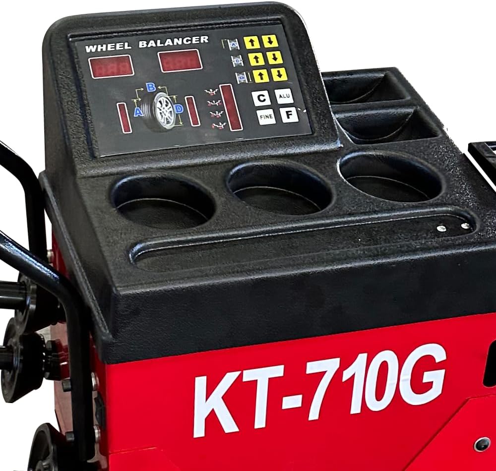 Manual Wheel Balancer Machine KT-710G Tire Balancing Machine Tire Repair Tools for Home Garage and Shop, Red
