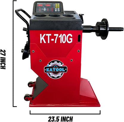 Manual Wheel Balancer Machine KT-710G Tire Balancing Machine Tire Repair Tools for Home Garage and Shop, Red