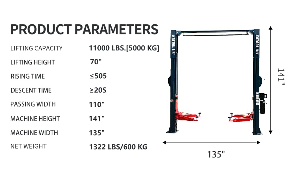11000lbs 2 Post Car Lift Auto Lift 2 Post Lift Car Lifts for Home Garage (11000lbs Lift)