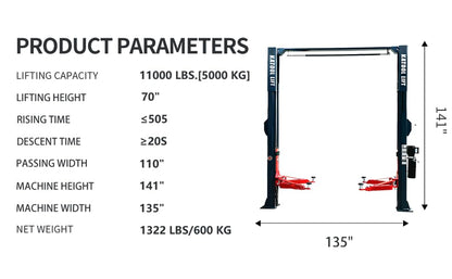 11000lbs 2 Post Car Lift Auto Lift 2 Post Lift Car Lifts for Home Garage (11000lbs Lift)
