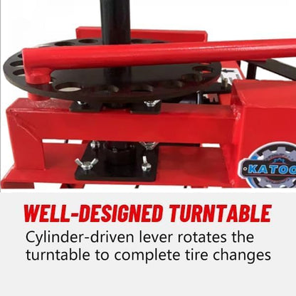 39" Max Wheel Diameter Mini Tire Changer Machine Tire Machine for Road Rescue, Shop Repair, and Home Garage, Red, KT-2002P