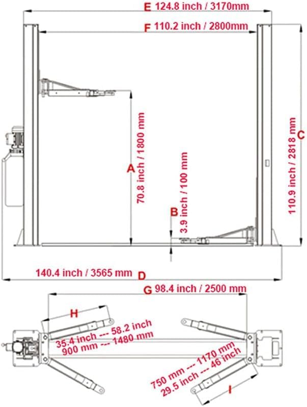 ME 10000lbs 2 Post Lift Car Lift Automotive Lift 2 Post Car Lift Hoist Equipment for Garage Shop Repair