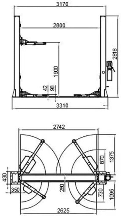 12000 Lbs 4.0HP Two Post Lift Single Lock Release Auto Lift Car Lift 2-Post Lift Truck Hoist