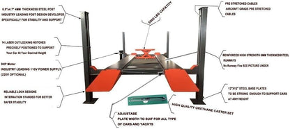 3.0HP 11000Lbs 4 Post Lift 4 Post Parking Service Storage Lift Lifting Height 84 Inch Extra Tall Extra Long Extra Wide 110v Four Post Parking Lift 4-Post Auto Lift Garage Lift Storage