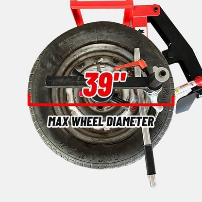 39" Max Wheel Diameter Mini Tire Changer Machine Tire Machine for Road Rescue, Shop Repair, and Home Garage, Red, KT-2002P