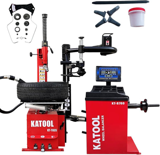 Tire Changer Wheel Machine KT-T835 Turn Table 28" and Wheel Balancer KT-B760(Automatic Measurement Ruler) Tire Repair Wheel Changers Tire Changers Combo