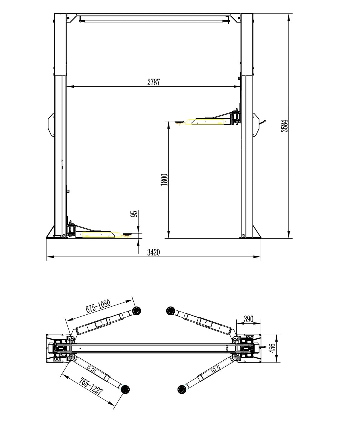 11000lbs 2 Post Car Lift Auto Lift 2 Post Lift Car Lifts for Home Garage (11000lbs Lift)