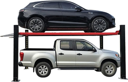 9500lbs 4 Post Lift with Moving Kits/Caster Aluminum Ramp Extra Height Four Post Lift 79" Lifting Height Storage Service Lift Home Parking Lift, 110v, 4H950