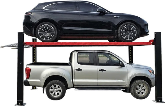 9500lbs 4 Post Lift with Moving Kits/Caster Aluminum Ramp Extra Height Four Post Lift 79" Lifting Height Storage Service Lift Home Parking Lift, 110v, 4H950