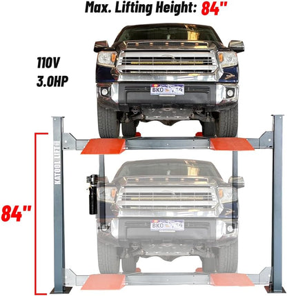 3.0HP 11000Lbs 4 Post Lift 4 Post Parking Service Storage Lift Lifting Height 84 Inch Extra Tall Extra Long Extra Wide 110v Four Post Parking Lift 4-Post Auto Lift Garage Lift Storage