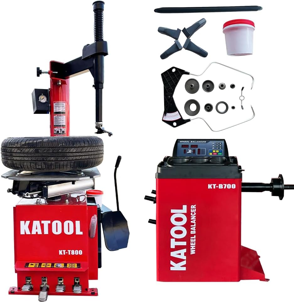 2.0HP Tire Changer Wheel Changers Machine Combo Tire Changer Machine Tire Machine Tire Repair Tire Tools for Shop and Garage, Red