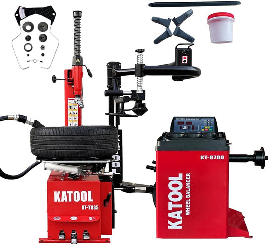 2.0 HP Tire Changer Machine with Bead Blaster Turn Table 28" KT-T835+KT-B700 Tire Machine Tire Changer Wheel Blancer Machine Tire Changer Machine Combo (KT-T835+KT-B700)