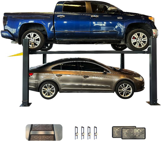 8500 lbs 4 Post Car Lift with Casters Kits Extra Tall Extra Long Extra Wide 4-Post Portable Storage Service Lift Home Parking Lift