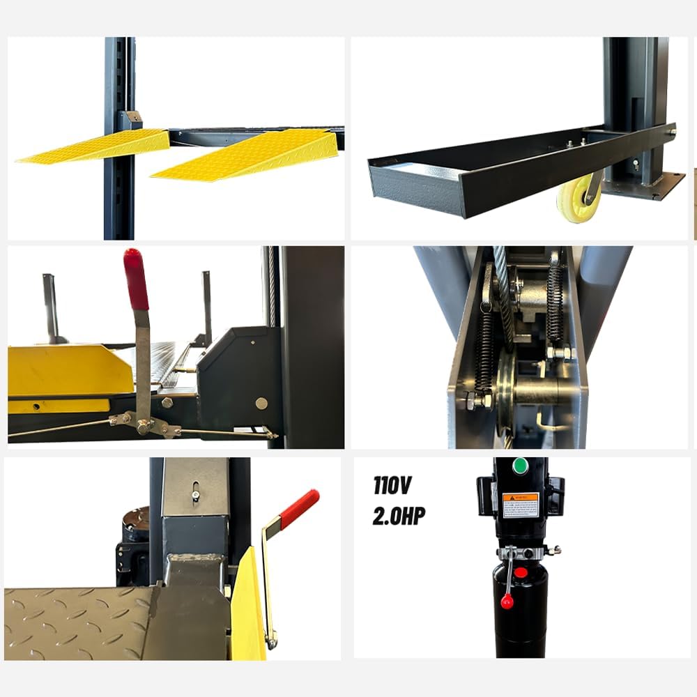 8500 lbs 4 Post Car Lift with Casters Kits Extra Tall Extra Long Extra Wide 4-Post Portable Storage Service Lift Home Parking Lift