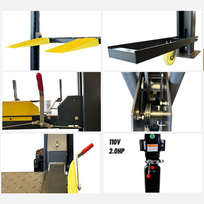 8500 lbs 4 Post Car Lift with Casters Kits Extra Tall Extra Long Extra Wide 4-Post Portable Storage Service Lift Home Parking Lift