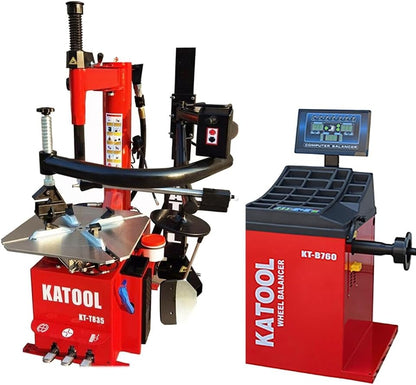 Tire Changer Wheel Machine KT-T835 Turn Table 28" and Wheel Balancer KT-B760(Automatic Measurement Ruler) Tire Repair Wheel Changers Tire Changers Combo