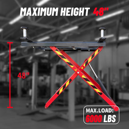 Portable Mid Rise Scissor Lift 6000LBS Lifting Capacity AK-X66 MAX. Lifting Height 48" Scissor Car Lift Scissor Jack for Home Garage and Shop