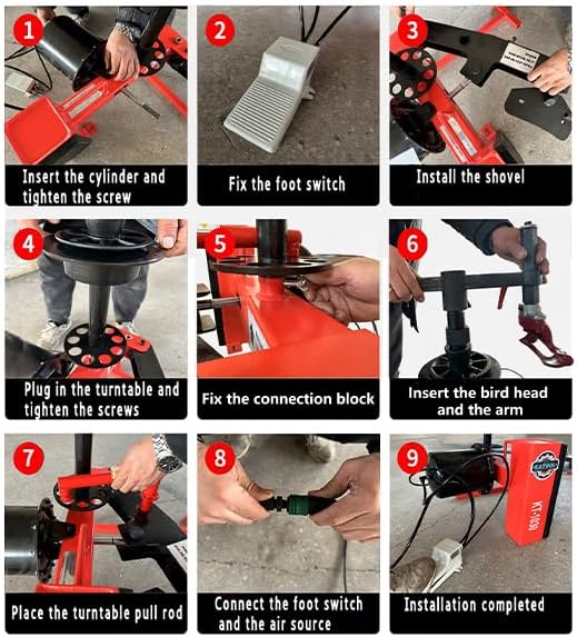 Mini Tire Changer Machine 39" MAX. Wheel Diameter KT-1030P Tire Machine Small Wheel Changers Tire Repair Tools