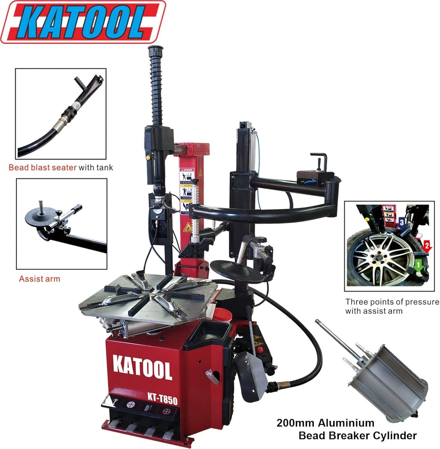 2.0HP Bead Blaster 24" Clamping Tire Changer Machine with 4 Aluminum Pedal KT810 Wheel Changer Tire Changer Machine Garage Equipment Auto Repair