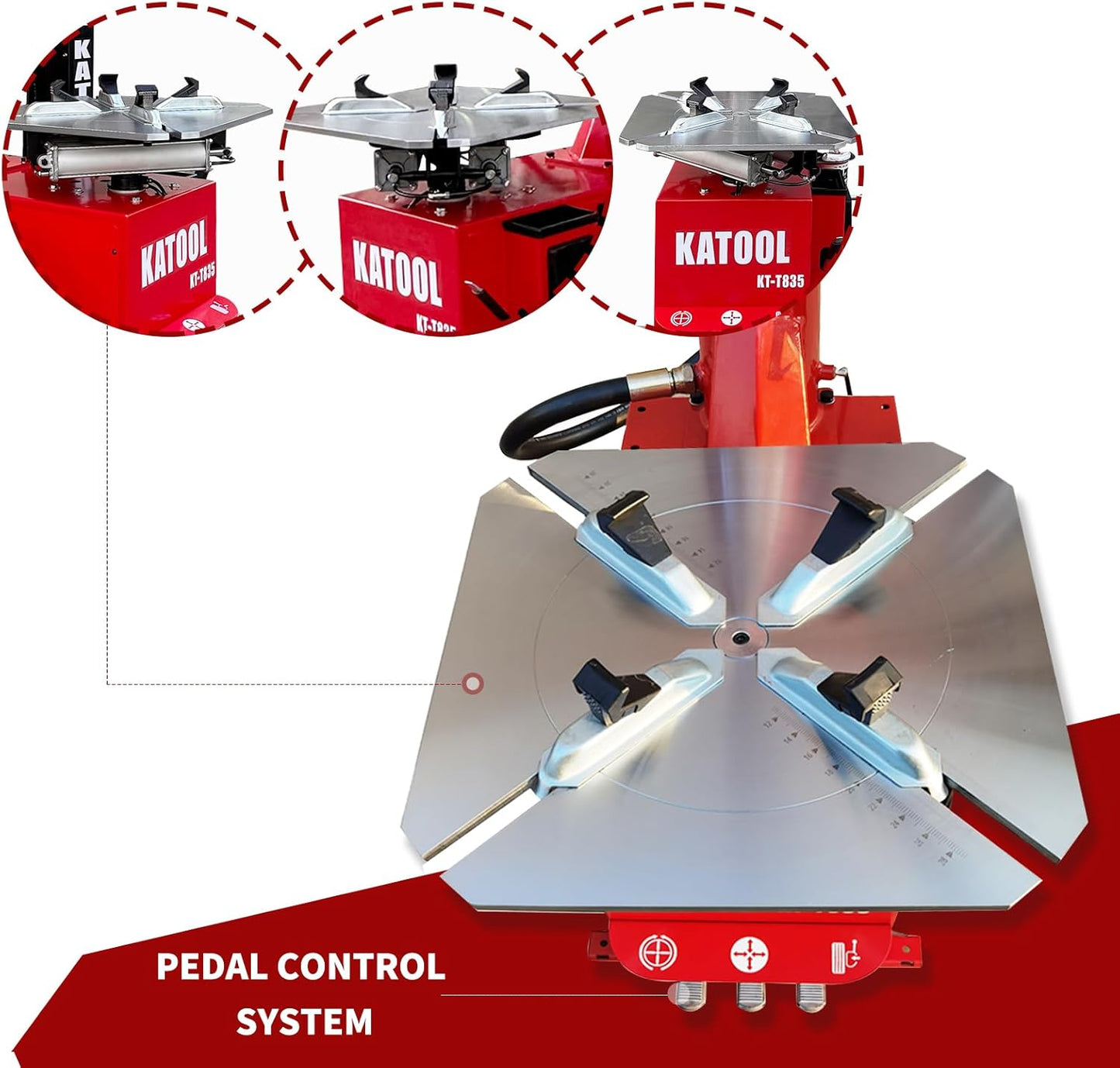Tire Changer Wheel Machine KT-T835 Turn Table 28" and Wheel Balancer KT-B760(Automatic Measurement Ruler) Tire Repair Wheel Changers Tire Changers Combo