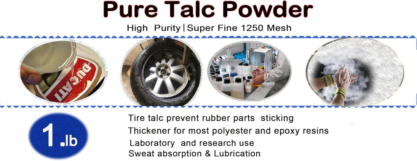 1LB Extremely Fine Talc Powder - Gray Colored Tire Talc
