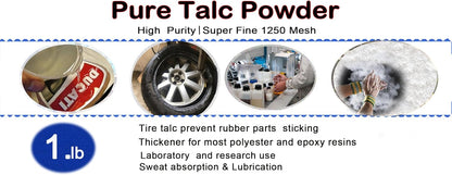 1LB Extremely Fine Talc Powder - Gray Colored Tire Talc