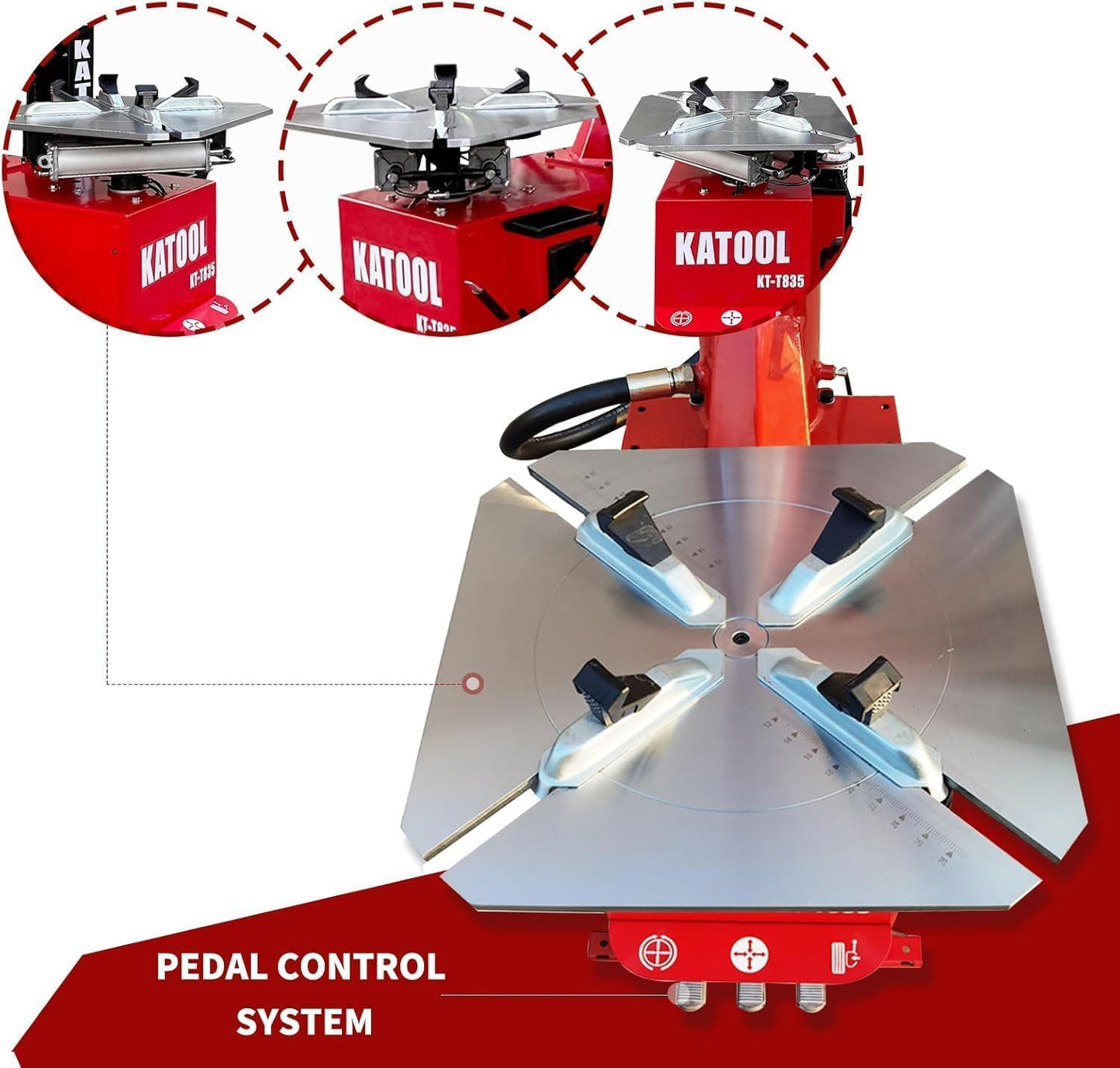 2.0HP Bead Blaster 24" Clamping Tire Changer Machine with 4 Aluminum Pedal KT810 Wheel Changer Tire Changer Machine Garage Equipment Auto Repair