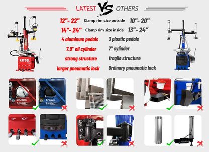 2.0HP Tire Changer Bead Blaster Wheel Balancer Machine Combo KT-T830+KT-B700 Tire Changer Machine Tire Machine Wheel Changers Tire Repair Machine Tire Tools