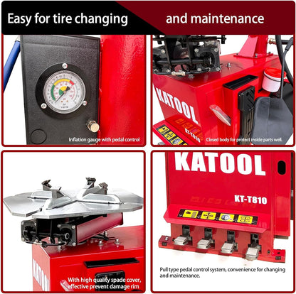 2.0HP Bead Blaster 24" Clamping Tire Changer Machine with 4 Aluminum Pedal KT810 Wheel Changer Tire Changer Machine Garage Equipment Auto Repair