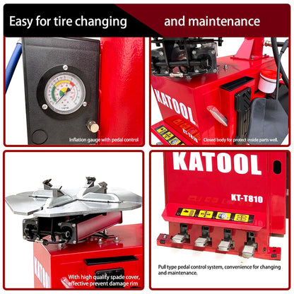 2.0HP Bead Blaster 24" Clamping Tire Changer Machine with 4 Aluminum Pedal KT810 Wheel Changer Tire Changer Machine Garage Equipment Auto Repair