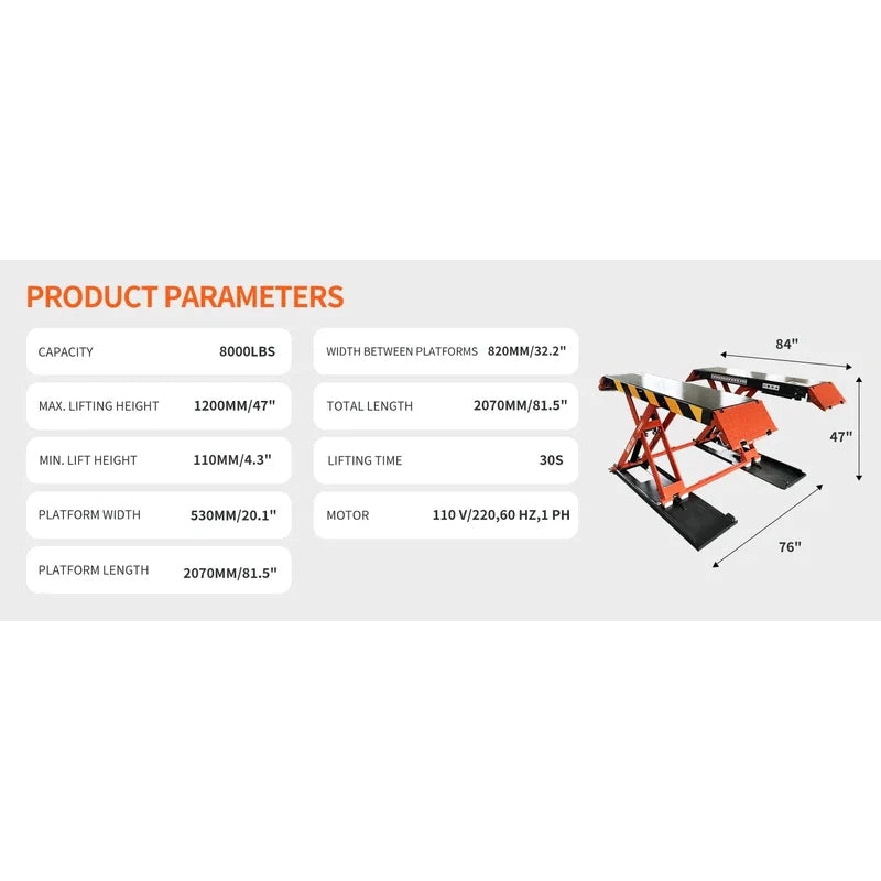 Katool X90E 8000 lbs Electric Mid Rise Scissor Lift